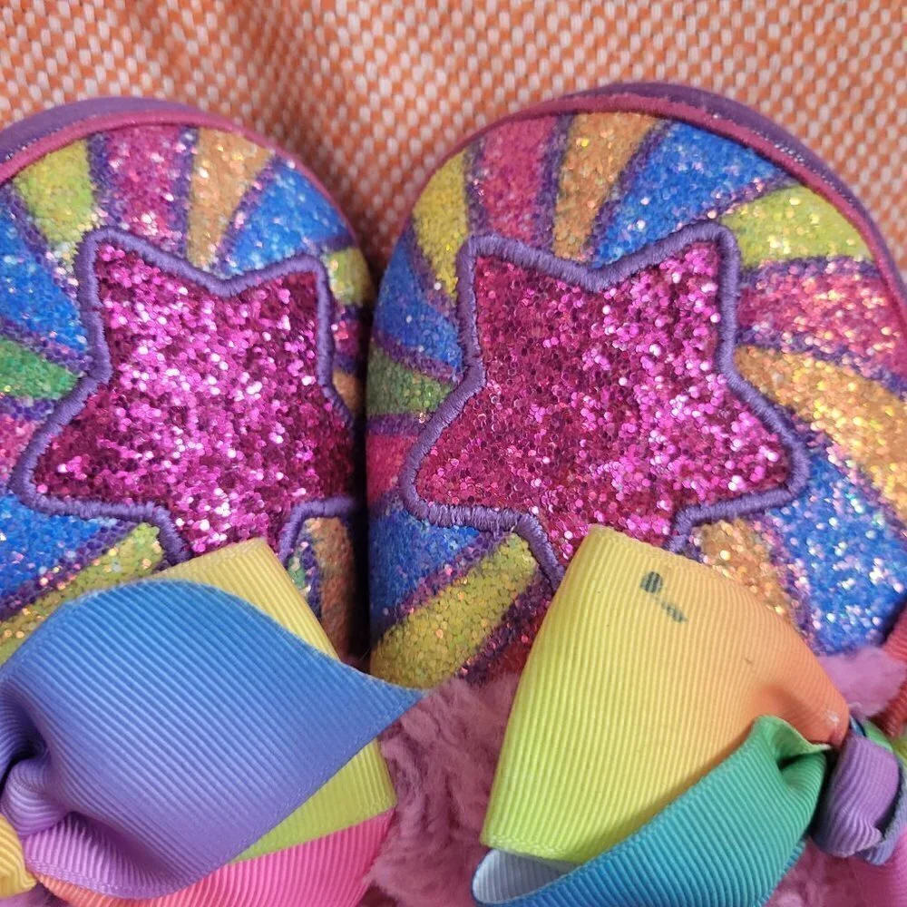 JoJ Siwa Closed Back Rainbow Glitter Star Slippers Size 9-10